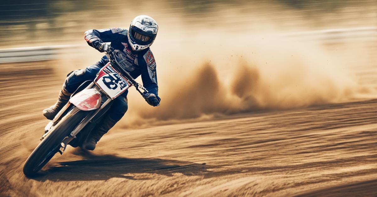 Szymon Ludwiczak w akcji podczas młodzieżowych zawodów żużlowych.