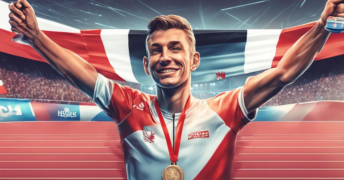 Karol Ząbik odbiera medal podczas Mistrzostw Polski.